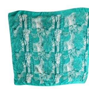 Silk Scarf Green Bandana Print Square